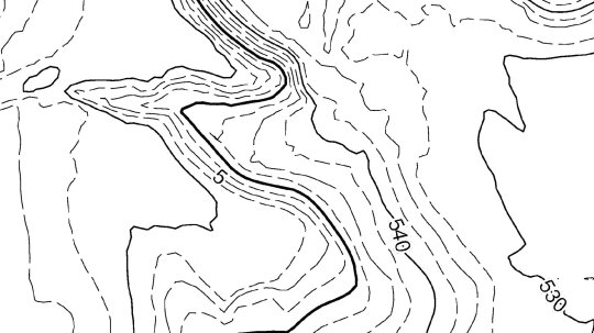 Digitale Höhenlinienkarte in schwarz-weiß